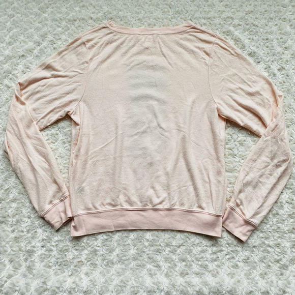 Wildfox Soft Pink Pineapple Crewneck Oversized Baggy Beach Jumper Sweatshirt S - Picture 9 of 9